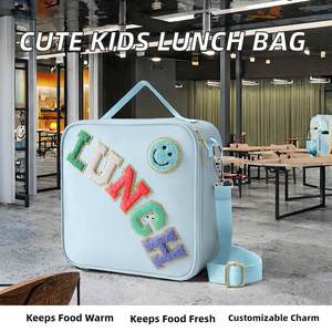 Sac à déjeuner isotherme 300D tendance et mignon pour filles, sac fourre-tout pour enfants, pochette pour biberon, sac isotherme pour pique-nique, avec breloques DIY, fermeture éclair - Product Image 2