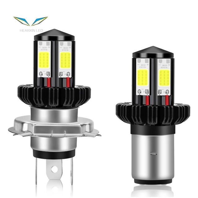 Motorcycle Spotlights LED BA20D H6 H4 Bulbs Hi Lo Beam Moto LED Motorbike Headlight Lamp 6000K White 12V 1200LM