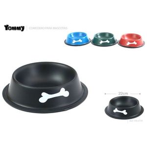 Ciotola per animali Yommy 26cm Nera con design a osso per cani e gatti - Product Image 2