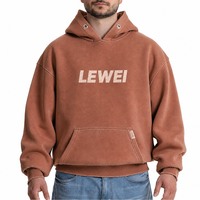 Hoodie tendance personnalisé effet vieilli, imprimé délavé terracotta, coupe ample épaisse, prix de gros, en stock pour homme, streetwear