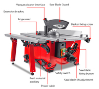 Scie à table de machines à bois à hauteur réglable professionnelle de haute qualité 210mm 8 "avec établi d'extension pour la coupe du bois