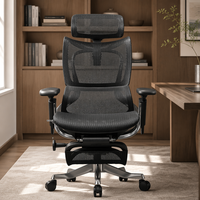 Chaise de bureau ergonomique respirante en maille avec accoudoirs 7D réglables, pivotante avec base chromée pour la maison et le bureau