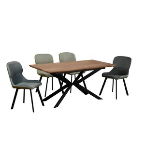 Casual Rectangular Dining Extension Table With Modern Rectangle Design Middle Butterfly Extension Leaf for Kitchen Restaurant