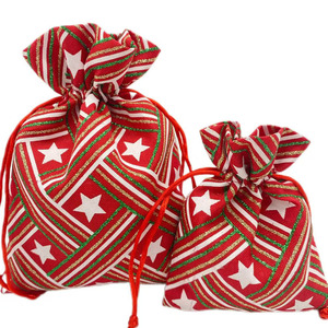 Fancy <b>Fabric</b> Drawstring <b>Gift</b> <b>Bag</b> for Christmas Customized Printed Present Wrapping Pouch High Quality - Product Image 3