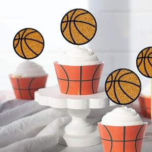 Décorations de cupcakes sur le thème du basketball pour garçons, idéales pour les baby showers et les anniversaires sportifs - Product Image 3