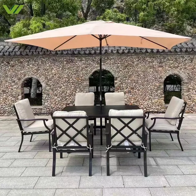 Ingrosso Hotel ristorante mobili da giardino da esterno in ferro sedia e tavolo Set mobili