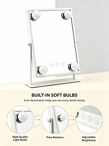 Miroir de maquillage LED à intensité variable et sensible au toucher Vanité de bureau en bois de houx avec ampoule LED remplaçable <span class=keywords><strong>pour</strong></span> le maquillage écrémage en gros - Product Image 4