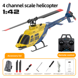 Mô hình máy bay trực thăng điều khiển từ xa Bell 206 <span class=keywords><strong>Gyro</strong></span>-Stabilized <span class=keywords><strong>RC</strong></span> <span class=keywords><strong>Helicopter</strong></span> 1/42 tỷ lệ, bốn kênh, một cánh quạt, không có cánh phụ, mới năm <span class=keywords><strong>2025</strong></span>, mã SJY-A60 - Product Image 3