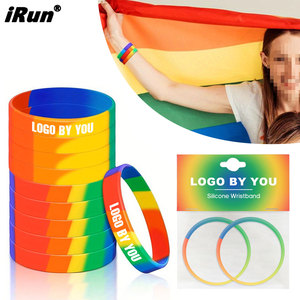 สายรัดข้อมือ IRun แบบกำหนดเองสำหรับงาน <span class=keywords><strong>Gay</strong></span> Pride สีรุ้ง LGBT ทำจากยางซิลิโคนยืดหยุ่นสำหรับงานเทศกาลสีรุ้ง - Product Image 1
