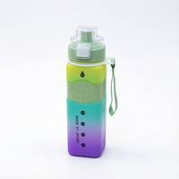 Bouteille d'eau sport dégradée avec couvercle rabattable, portable, pour l'extérieur, avec sangle de transport