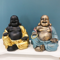 Fournisseur de gros Statue de Bouddha de table or paisible et heureuse richesse assis en riant Statue de Bouddha en résine pour la décoration intérieure