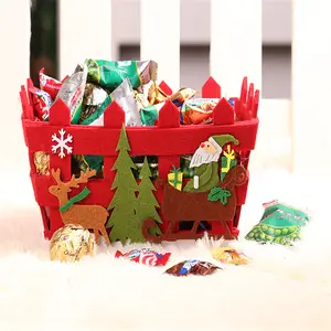 High Quality Cheap Felt Christmas Gift Basket for Candy Decoration and Storage Festive Holiday Storage Solution