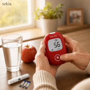 เครื่องวัดระดับน้ำตาลในเลือด <span class=keywords><strong>Sinocare</strong></span> Safe AQ Smart แบบไม่ต้องใช้รหัส  พร้อมระบบแจ้งผลด้วยเสียง  ใช้ตัวอย่างเลือดเพียง 0.6uL  ชุดตรวจเบาหวานที่บ้านพร้อมแผ่นทดสอบ FAD-GDH - Product Image 5