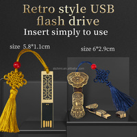 Vintage Geschenkset A6 Notizbuch Metallclip-Anhänger USB-Stick 16G Glücksverheißend Echt Langlebig Wiederverwendbar Täglicher Segen