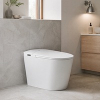 WC intelligent avec réservoir intégré, bidet allongé, à poser au sol, siphon en S, télécommande sans fil, chasse d'eau activée au pied, siège chauffant, veilleuse