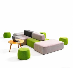 Sofá Cuadrado para Área de Descanso, Combinación de Sofás para Instituciones de Capacitación, Bancos, Hoteles, Salas de Espera, Sofá para Áreas Comerciales con Taburetes - Product Image 3