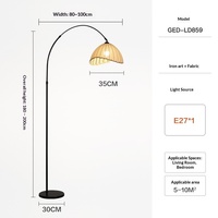 Lampe sur pied LED en fer de style Wabi-Sabi avec abat-jour en tissu, design vintage pour salon, chambre à coucher, coin canapé