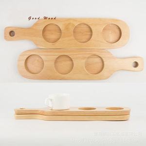 Bamboo Wood <b>Beer</b> Tasting Tray With Handle 3 Cup Capacity Serving Rack For Residential Use - Product Image 4