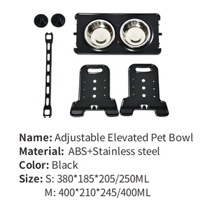 Vente en gros de bols doubles antidérapants surélevés à trois réglages de hauteur pour animaux de compagnie support de bol pour <span class=keywords><strong>chien</strong></span> surélevé en ABS avec 2 bols en acier inoxydable - Product Image 5