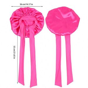 Gorro de satén tipo durag para dormir, gorros grandes con banda para atar el cabello y correas ajustables para mujer - Product Image 2
