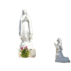 Statue <span class=keywords><strong>de</strong></span> la Vierge Marie en marbre blanc naturel, décoration <span class=keywords><strong>de</strong></span> jardin extérieur, église, sculpture pour application intérieure pour villa - Product Image 1