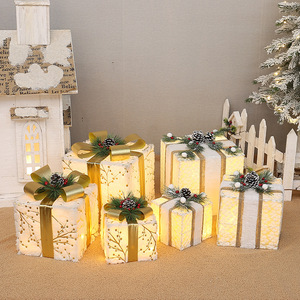 <b>Christmas</b> <b>Gift</b> <b>Box</b> Set Rectangle 15x20x25cm Led Lighted Decor For Holiday Display Indoor Outdoor Use - Product Image 1