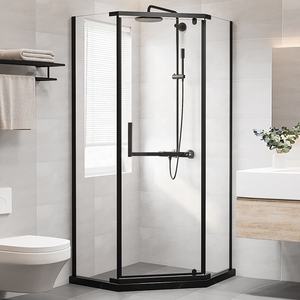 Mampara de Ducha con Puerta Corredera de Vidrio Estilo Hogareño, Precio OEM ODM, Kit Completo para Baño, Puerta de Ducha Negra - Product Image 1