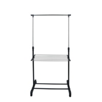 Estante Multiusos para Ropa con Certificación CE, Soporte para Secar Ropa, Acero Cromado, Ruedas Telescópicas, Estante para Hogar, Dormitorio, Lavandería