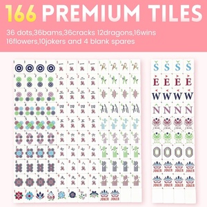 American <b>Mahjong</b> Tiles <b>Set</b> with White and Pink Acrylic Engraved <b>Mahjong</b> Tile and Portable Travel Case <b>Mahjong</b> - Product Image 2