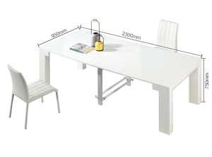 Modern High Gloss White Metal Frame <strong>Pull</strong> <strong>Out</strong> Extending Office <strong>Desk</strong> 10 Seater for Small Space - Product Image 2