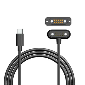 Konektor USB Tipe C dengan Pegas Magnetis, Kabel Pengisi Daya Pogo Pin 10 Pin untuk Jam Tangan Pintar