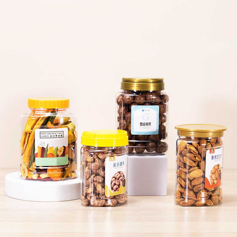 PET Clear Cylinder Plastic Jars with
