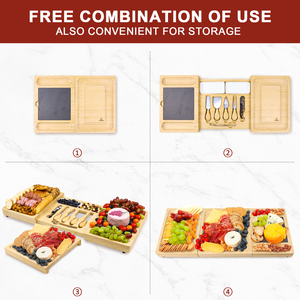 GL Planche à fromage en bambou multifonctionnelle étendue avec couteau Set d'<span class=keywords><strong>ardoise</strong></span> Plateau alimentaire pour fête et restaurant Plateau de service - Product Image 5