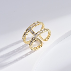 OEM plata 925 sterling <b>silver</b> colorful zircon Geometric <b>ring</b> Everyday Wear women gold plated Minimalist <b>adjustable</b> open <b>rings</b> - Product Image 1