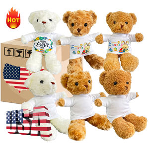 EE. UU. Almacén Sublimaciones en blanco 100% Poliéster Camiseta Sublimación Lindo Seguro Oso de peluche Sublimaciones 30cm Oso de peluche con camisa - Product Image 3