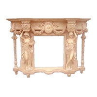 Europe Violette Cheminées en Marbre Beige Entourage de Cheminée en Pierre Blanche Sculpture Décoration de Maison Cheminées en Marbre Beige