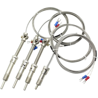 Sensor de Temperatura Termopar Tipo K E M12 con Resorte de Compresión, Cable Blindado, Sensor FX, Sonda de Acero Inoxidable 304