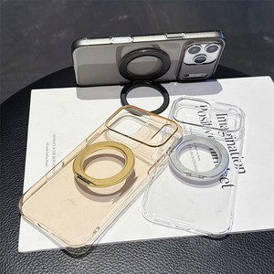 เคสโทรศัพท์แม่เหล็กใสคุณภาพสูงสำหรับ iPhone 18 14 15 16 Pro Max 17Air พร้อมขาตั้งวงแหวนหมุนได้ ป้องกันการกระแทก - Product Image 4