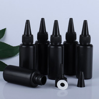 Bouteilles compte-gouttes en plastique HDPE noir de 30 ml, 50 ml, 100 ml pour distributeur de liquide, applicateur d'huile, conteneurs pour colle à faux ongles