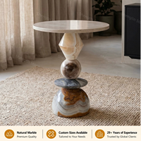 Table d'appoint au design scandinave personnalisé, meubles en pierre, marbre naturel, onyx vert, table basse d'hôtel