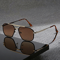 Nouvelles Lunettes de Soleil Homme Style Européen et Américain, Monture Métallique Double Pont, Verres Plein Cadre UV400, Lunettes Haut de Gamme Tendance et Élégantes