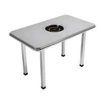 Ensemble de mobilier de restaurant moderne de style industriel en acier inoxydable, comprenant canapé, table, chaise, table murale, table pour thé, table pour hot pot et table de barbecue