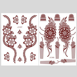 Tatuaggio Temporaneo all'Henné all'Ingrosso, Adesivo Impermeabile, Design in Pizzo Bianco e Rosso, Arte Sexy per Corpo e Mani, Tatuaggio Finto Temporaneo - Product Image 2
