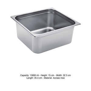 Bac alimentaire GN 2/3 en acier inoxydable 18/10, 35,4 × 32,5 × 15 h cm, 1238 g Inox Inox Macel - Product Image 3