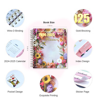 Agenda personnalisé de haute qualité avec pochettes, nouveau design floral, carnet à spirales avec pages divisées