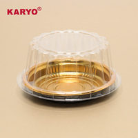 KARYO 161H Boîtes à gâteaux jetables en plastique PET avec couvercle rond et dôme transparent Emballage de boîte à pâtisserie pour dessert mousse plateau en or avec couvercle haut