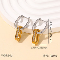   Boucles d'oreilles créoles Tren Zircon incrustées, luxe léger, haut de gamme, en acier inoxydable plaqué or 18 carats, étanches