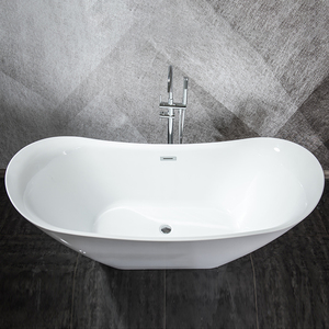 <span class=keywords><strong>Baignoire</strong></span> autoportante ovale blanche pour adultes, <span class=keywords><strong>petite</strong></span> <span class=keywords><strong>baignoire</strong></span> de trempage en acrylique, <span class=keywords><strong>baignoire</strong></span> autoportante pour 1 personne - Product Image 3
