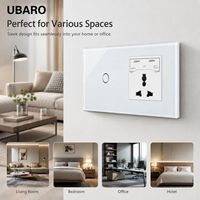 UBARO Temperli Cam Dokunmatik 1'li Duvar Anahtarı Evrensel Çoklu Priz Soketi Çift USB Şarj Portu 5V 2100mA Duvar Prizi
