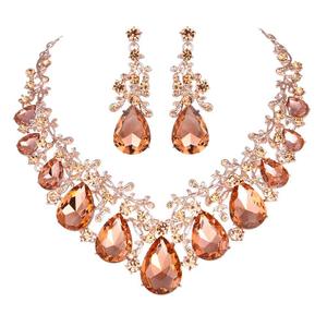 Set di Collana e <span class=keywords><strong>Orecchini</strong></span> di Lusso con Cristalli, Gioielli da Sposa con Strass a Goccia per Feste e Cerimonie - Product Image 5